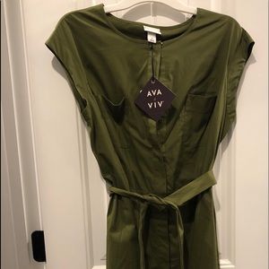 Cute olive green dress with belt